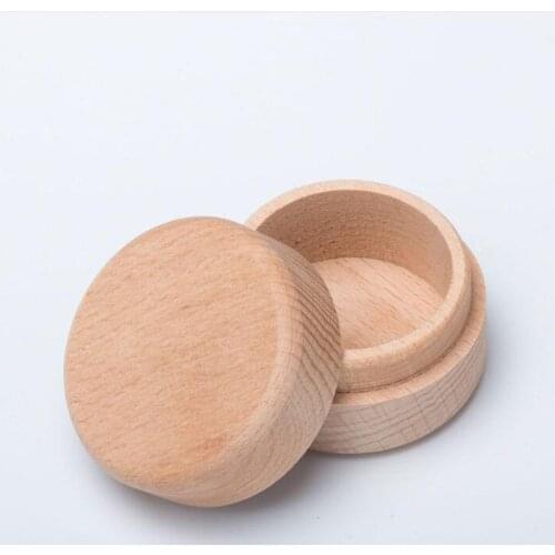 Zakka Vintage Round Wooden Jewelry Storage Box Ring Earrings Container Storage Case Creative D Decorative Craft