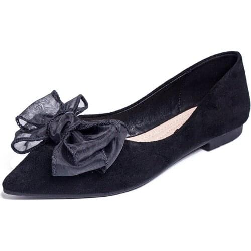 Women Designer Flower Decoration Flats Women Pointy Foldable Shoes Big Lace Bow Ballerina Shoes Floral Moccasins