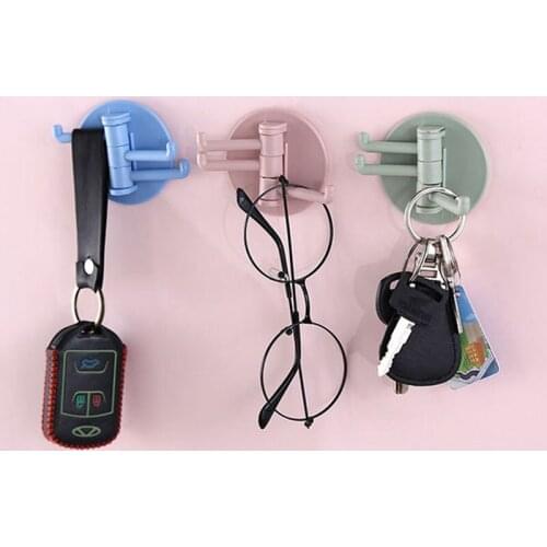 1PCS 5KG Load Seamless Adhesive Hook Rotatable Strong Bearing Stick Hook Kitchen Wall Hanger Bathroom Kitchen Hooks