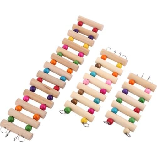 Birds Swing Wooden Bridge Ladder Climb Cockatiel Parakeet Budgie Parrot Pet Toy New