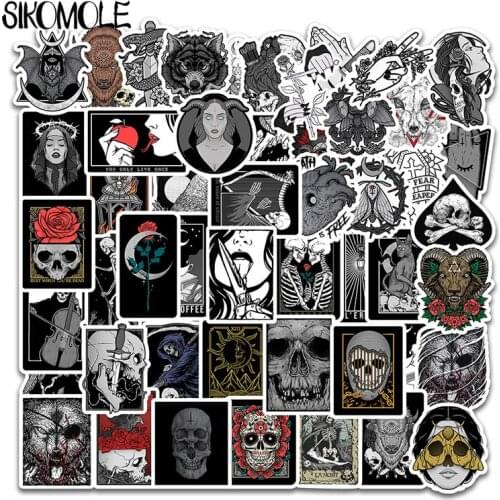 50PCS Horror And Thriller Square Style Gothic Wind For Luggage Motorcycle Laptop Refrigerator Case Helmet Toy Decals Stickers F5
