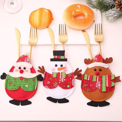 10pcs 3 Types Fork Knife Pocket Holder Christmas Fork Knife Cutlery Set Navidad Christmas Decoration For Home Party Decoration