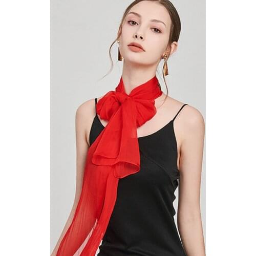 100% Silk Chiffon Scarf Women Kerchief Pure Natural Silk Neck Scarf Thin Long Shawls Echarpe Summer Silk Foulard Femme 180x30cm
