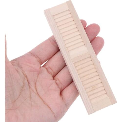 2pcs 1/12 Miniature Dollhouse Wooden Shutters DIY Window Furniture Accessory Toy
