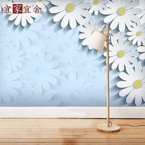 3d stereoscopic wallpaper the living room TV backdrop large mural modern warm daisies Custom Size
