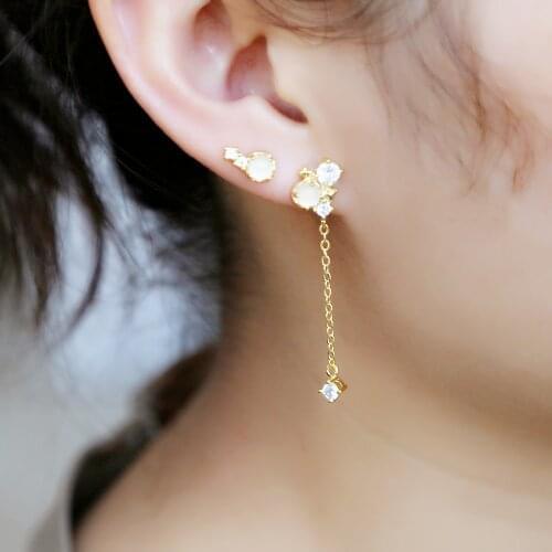 Top quality Young girl fashion jewelry pink crystal CZ stone tassel charm 4 pcs set cute bud Elegant adorable earring nice gift