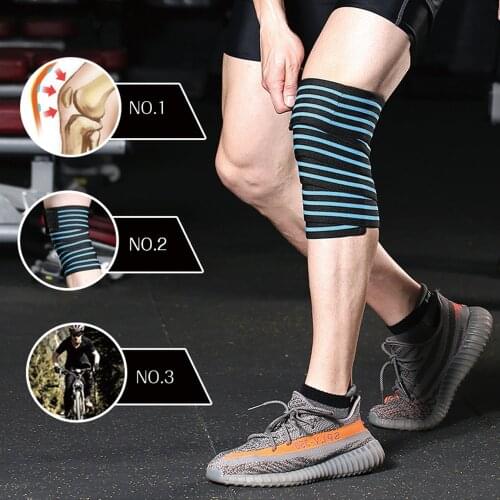 Weight Lifting Knee Wraps Winding Knee Bandage For Work Basketball Volleyball Protector Elastic Sports Knee Brace Support