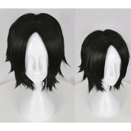 One Piece Portgas D. Ace Short Black Wig Heat Resistant Synthetic Hair Cosplay Wigs + Wig Cap