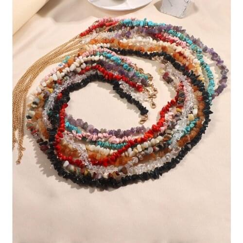 Boho Fashion Natural Turquoise Crystal Stone Waist Chain Belly Chain Body Jewelry 2021 Personality Handmade Beaded Chain