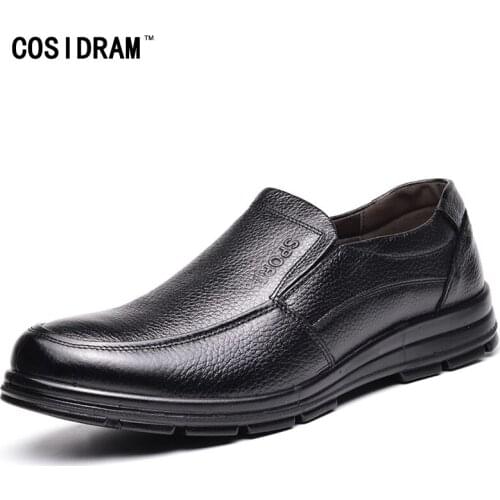 COSIDRAM Slip On Fashion Men Casual Shoes New 2018 PU Leather Men Shoes Spring Autumn Footwear For Male Brown Black BRM-963