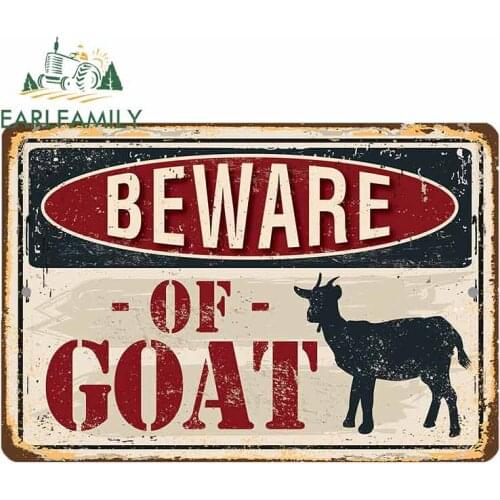EARLFAMILY 13cm x 9cm for Beware of Goats Funny Car Stickers DIY Occlusion Scratch Motorcycle Car Bumper Decal