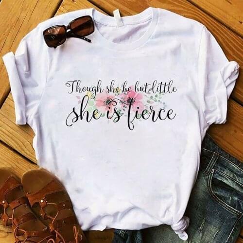 100% CottonThough She Be But Little She Is Fierce Quote T Shirt A Midsummer Nights Dream Shakespeare Shirt Korea Style