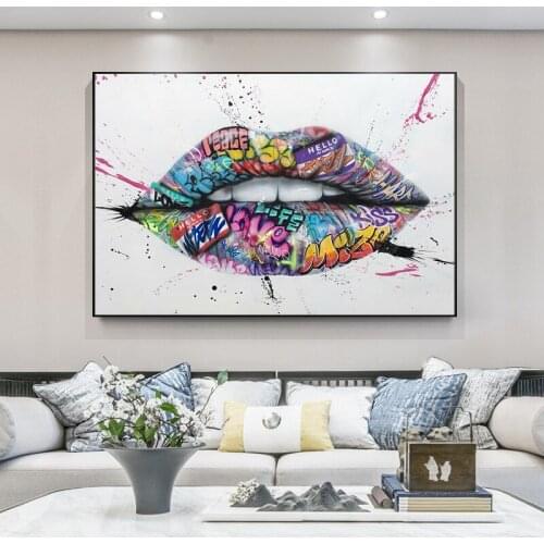 Graffiti Art Tooth Lips Decorative Canvas Painting Creative Wall Art Picture For Living Room Decoration Home Decor
