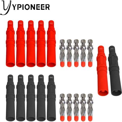 Cleqee P3013 10pcs High Quality safety 4mm Shrouded Banana Plug Solder In line DIY assembly test leads connectors