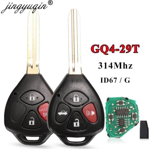Jingyuqin GQ4-29T 314MHz ID67 Key for Toyota USA Corolla Matrix 2008-2010 Pontiac Vibe Remote Control Car Key Fob 4 Buttons