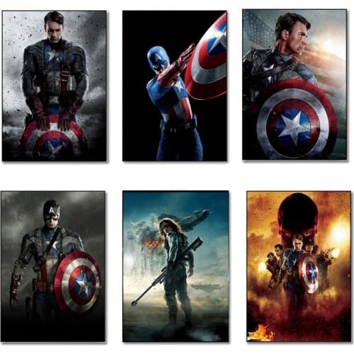 Captain America Movie Marvel Superheroes Wall Art Poster and Print Canvas Painting Wall Art Picture for Living Room Bedroom