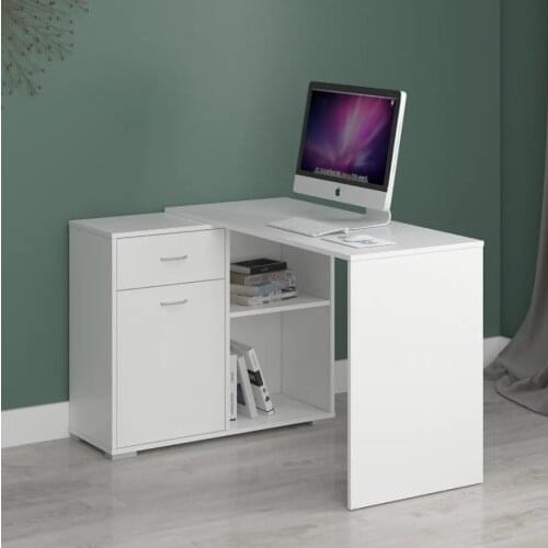 Computer Desk with 2 Drawer 2 Shelf Modern Study Writing Workstation Save Space White Office Furniture 115x50x75 cm