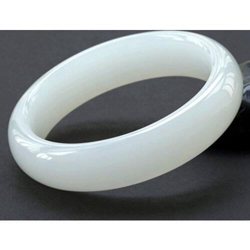 Natural Jadeite white Hand Carved Round Jade Bracelet Womens Fashion Jewelry Women Men Charm Bracelets
