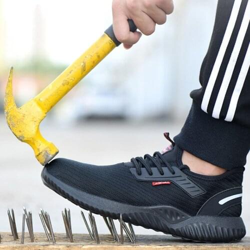 Lightweight Safety Shoes Breathable Mesh Steel Toe Cap Labor Shoes Summer Work Anti-smashing Stab-resistant Protective Footwear