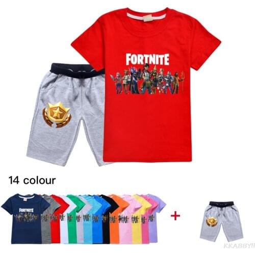 Fortnites Summer Children New Clothing Suit Boy Casual Cotton Tshirt Girl Fashion Pants Kids Streetwear