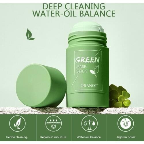 NEW Green Tea Oil Control Solid Cleansing Mask Shrink Pores Remove Blackheads Anti-Acne Moisturizing Smear Mud Mask Stick TSLM1