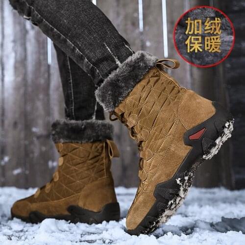 New Winter High Help Men Snow Boots Waterproof Man Boots Man Fur Thick Plush Warm Mens Boots Male Ankle Boots Big Size 38-48