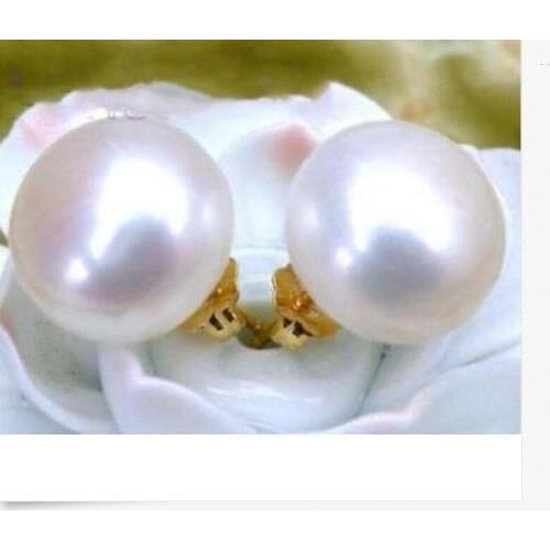 Charming pair of 12-11mm south sea flat round pearl earring