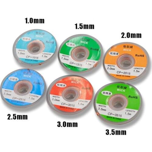 5pcs/10pcs Width 1.0mm-3.5mm Solder Wick Remover Desoldering Braid Wire Braid Solder Remover Wick Wire for BGA stencil