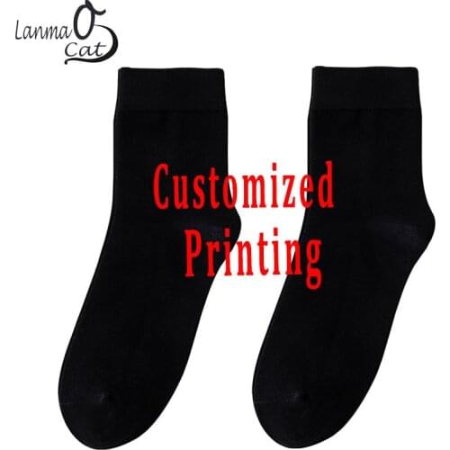 Autumn Winter Cotton Socks Personalized Printing Men Women Custom Socks Business Casual Socks Solid Color