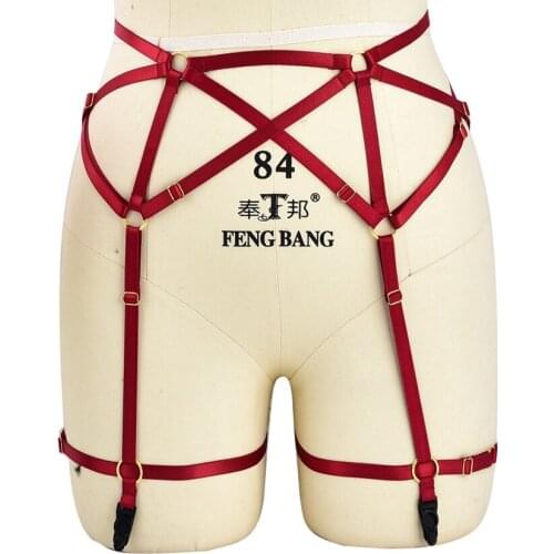 Body Harness Stockings Garter Belt Punk Goth Caged Strappy Waist Suspender Plus Size Elastic Sexy Lingerie Dance Party Rave