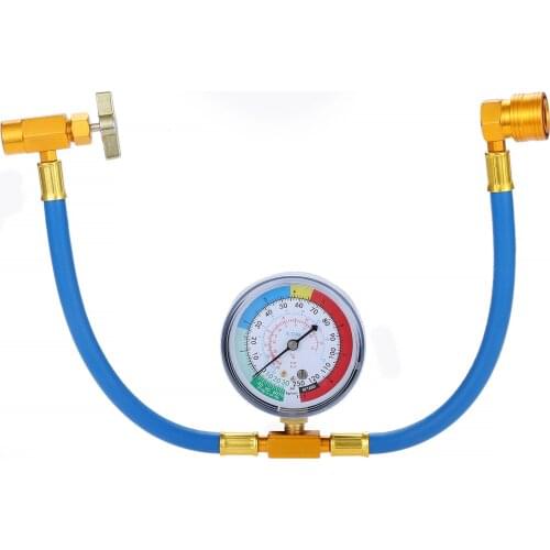 R134A AC Refrigerant Recharge Hose Kit 1/2" Acme Can Tap Dispensing Valve, Charging Hose with Pressure Gauge For AC Refrigerant