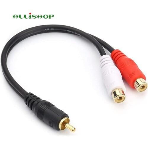 RCA (M) to 2 RCA (F) Stereo Audio Subwoofer Cable (24k Gold Plated) RCA 1 Male to 2 Female Y Splitter Connectors Extension Cord