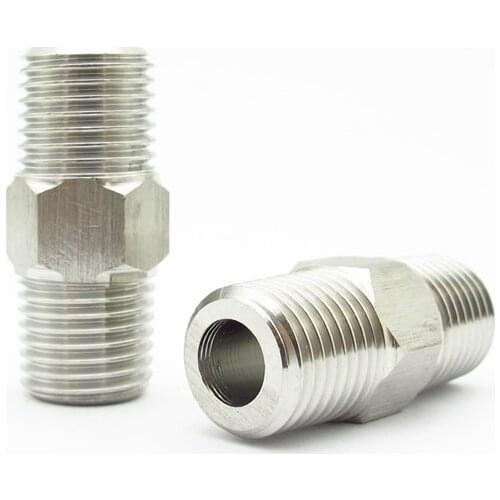 1/8" 1/4" 3/8" 1/2" 3/4" 1" NPT Male Thread 304 Stainless Steel Hex Nipple High Pressure Resistant Pipe Fitting Connector