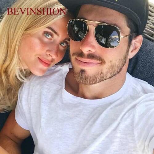 Vintage double beam metal pilot sun glasses for men brand glasses clear new arrival 2019 oversized couple General style eyeglass