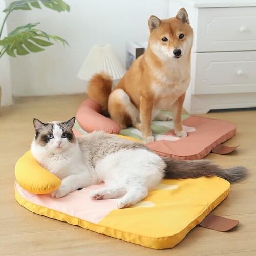 Dog Bed Cat Bed Soft Dog Cooling Pad | Washable Pet Bed with Pillow | Soft Dog Bed Cushion for Small Medium Large Dog and Cat