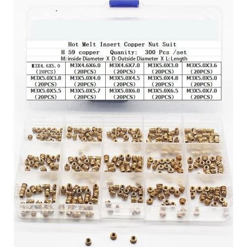 Hot Melt Insert Copper Nut Suit SL-type Double Twill Knurled Injection Brass Nut Suit Heating Molding Copper Thread Inset Nut