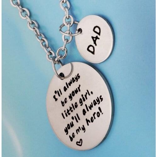 Ufine Dad gift Pendant Necklace for Men Stainless Steel I'll always be your littler girl Jewelry N485