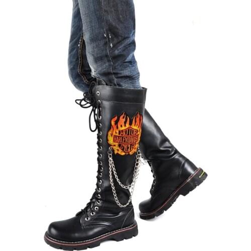 Unisex Male Female Gaotong Shoes Punk Rock Rivet Heavy Metal Off-Roading Motorcycle Riding Boots