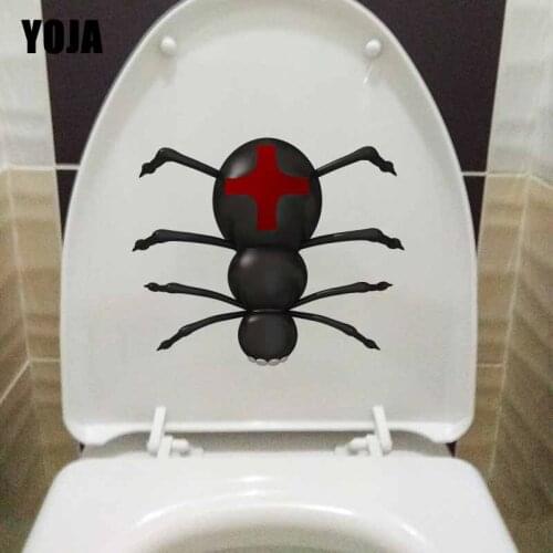 YOJA 22.7X19.1CM Cartoon Little Devil Spider Creative Toilet Decal Living Room Home Decor Wall Sticker T5-1170