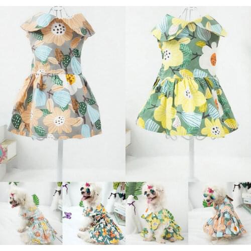 Green Leaf Print Pet Skirt Summer Dog Dress Dog Breathable Princess Dress For Small Medium Puppy Cats Wedding Dress Pet Clothing