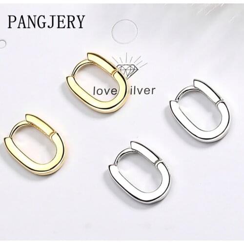 PANGJERY Prevent Allergy 925 Sterling Silver Hoop Earrings for Women New Fashion Temperament Smooth Oval Party Fine Jewelry Gift
