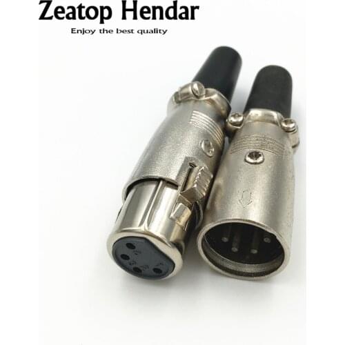 10Sets Nickel Plated 4Pin Female Adapter +4Pin XLR Male Plug Audio Microphone Connector