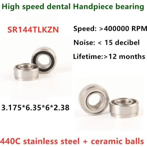 10pcs Dabi MS 350 high speed Handpiece Dental bearing SR144TLKZN 3.175*6.35*6*2.38mm stainless steel ceramic balls for turbine