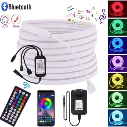 12V Bluetooth APP Control RGB LED Strip Light Flexible Neon Sign LED Tape Ribbon Waterproof Rope light Backlight for Home Decor