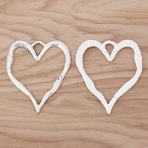 2 Pieces Large Hollow Open Heart Charms Pendants for Necklace Jewelry Making Findings 76x67mm