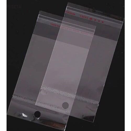 200pcs (9cm-10cm) Hang Top Clear Self-adhesive bag OPP Poly Cello bags Jewelry Bracelet Phone Case Packaging bag