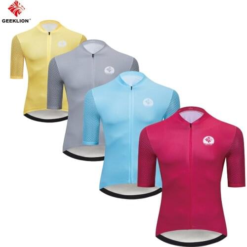 2019 Geeklion Pro Fit Pure Color Cycling Clothing Breathable MTB Jersey Team Cilismo Maillot