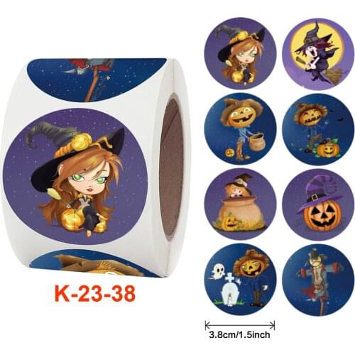 500pcs/roll Halloween Pumpkin Decor Labels Adhesive Sticker For Gifts sealing Handmade Envelope DIY Stationery Stickers 1 inch