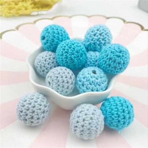Blue Series Baby Teether Accessories 16-20mm 10pc Can Chew Crochet Beads DIY Nursing Teether Bracelet Crochet Beads Best Gifts
