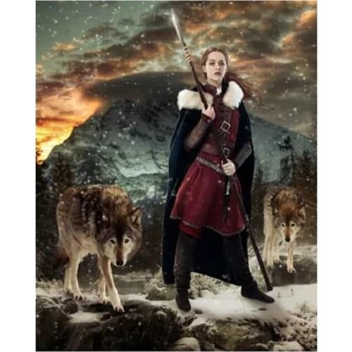 DIY 5D Diamond Painting Cross Stitch Samurai and wolf Needlework Mosaic full square Diamond Embroidery Painting Rhinestones